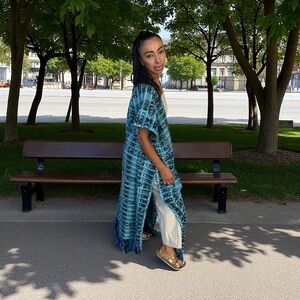 Sky blue handwoven cotton Kimono